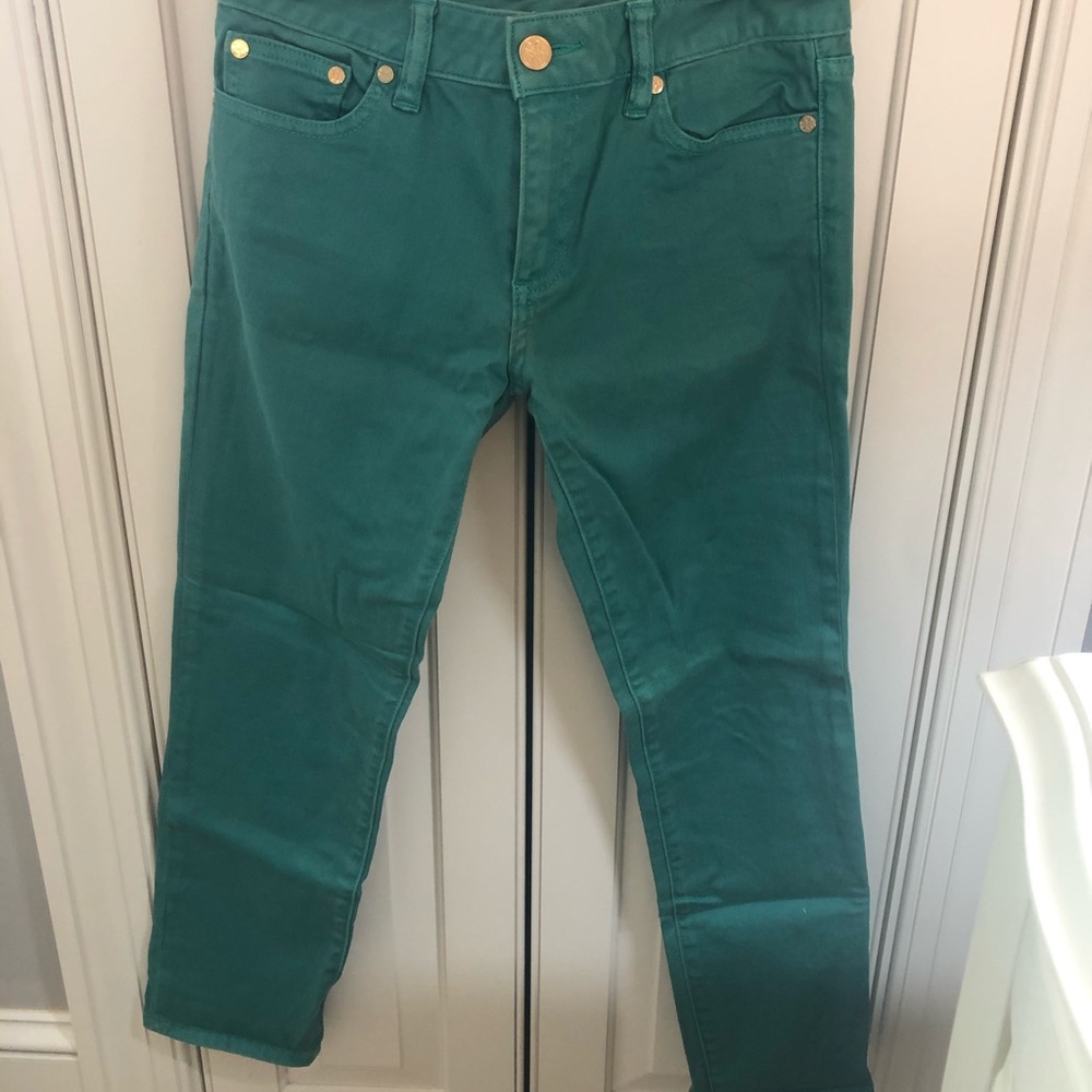 Bright green Tory Burch jeans